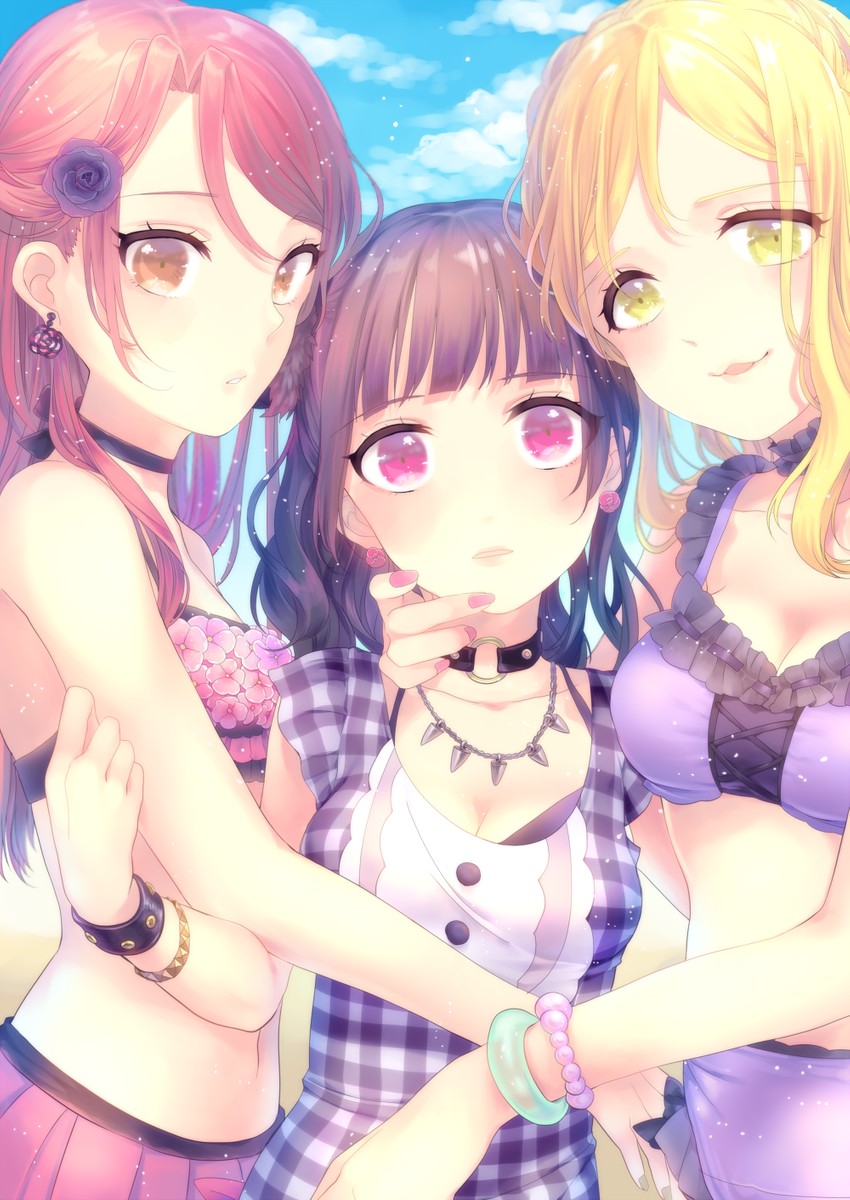 tsushima yoshiko, sakurauchi riko, and ohara mari (love live! and 1 more) drawn by shiki_hinako
