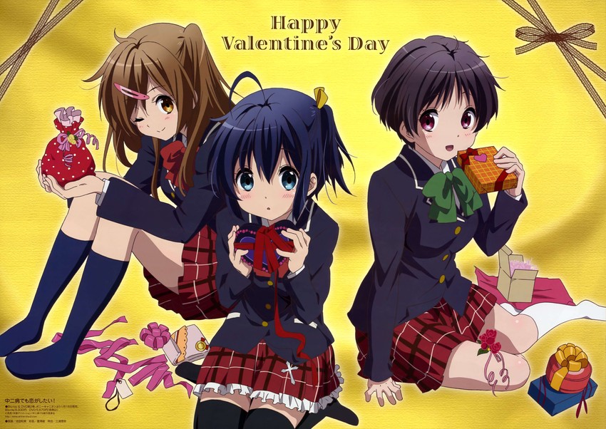 takanashi rikka, nibutani shinka, and tsuyuri kumin (chuunibyou demo koi ga shitai! and 1 more) drawn by ikeda_kazumi