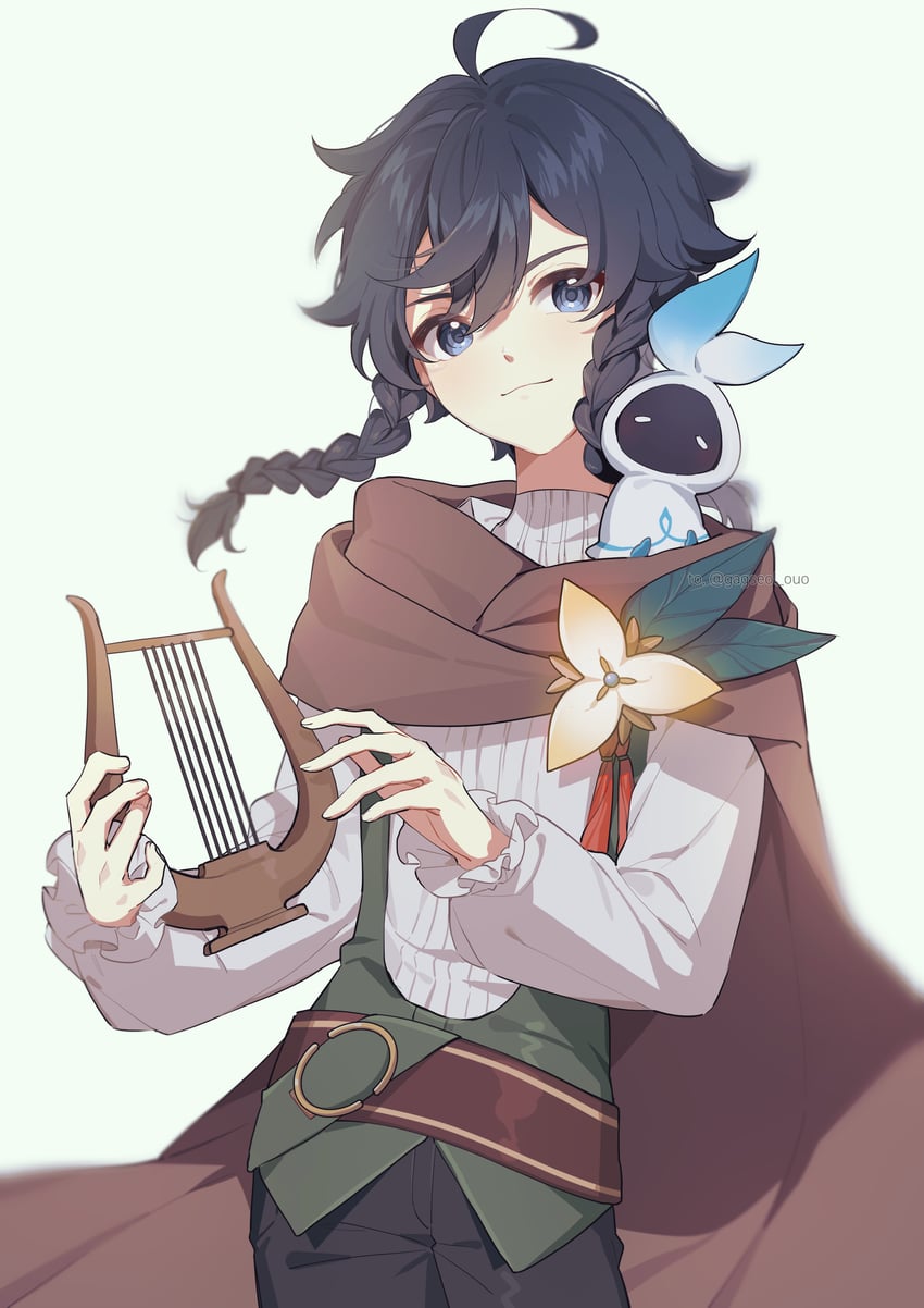 venti, barbatos, and nameless bard (genshin impact) drawn by kkopoli