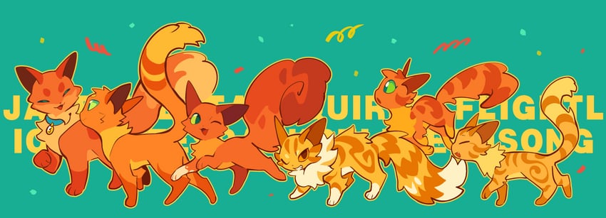firestar, squirrelstar, lionblaze, sparkpelt, larksong, and 1 more (warrior cats and 2 more) drawn by rehtaef