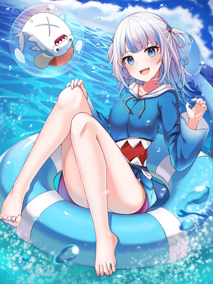 gawr gura and bloop (hololive and 1 more) drawn by pipipipyu