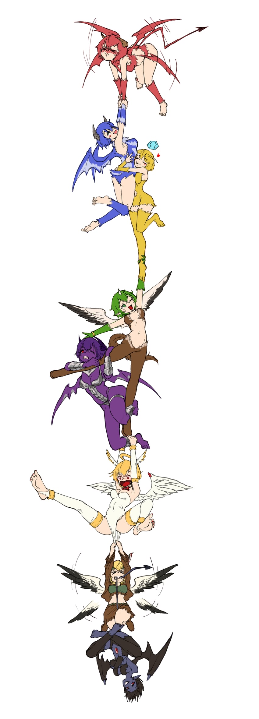 pixie, vanity, mint, lilim, angel, and 3 more (monster farm) drawn by gerusyu