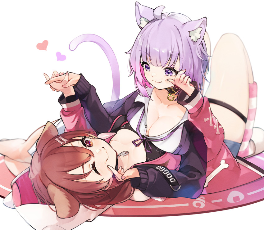 nekomata okayu and inugami korone (hololive) drawn by mimizuku_(mmiganaru)