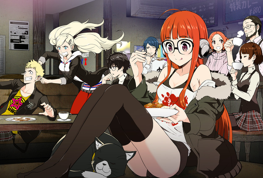 amamiya ren, takamaki anne, sakura futaba, niijima makoto, okumura haru, and 4 more (persona and 1 more) drawn by ito_(daisukidanchi)