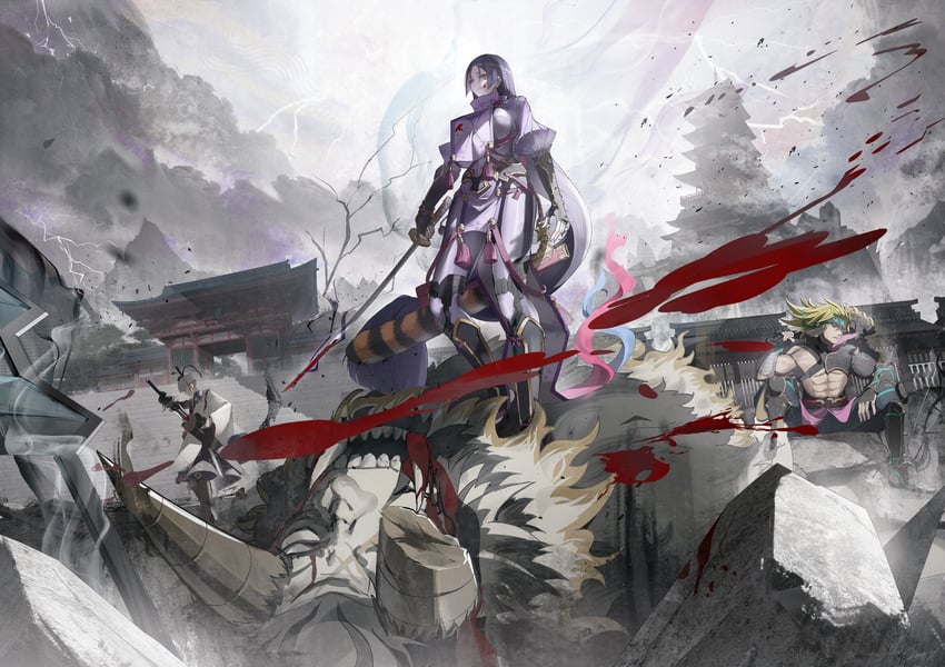 minamoto no raikou, sakata kintoki, and watanabe no tsuna (fate and 1 more) drawn by yukai_nao