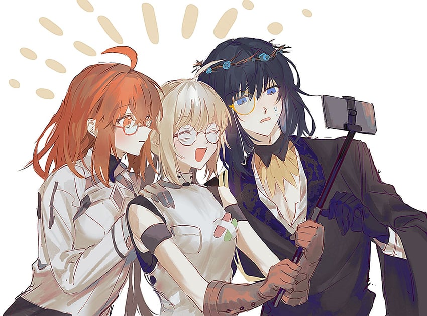 artoria pendragon, fujimaru ritsuka, artoria caster, and oberon (fate and 1 more) drawn by ss_un17