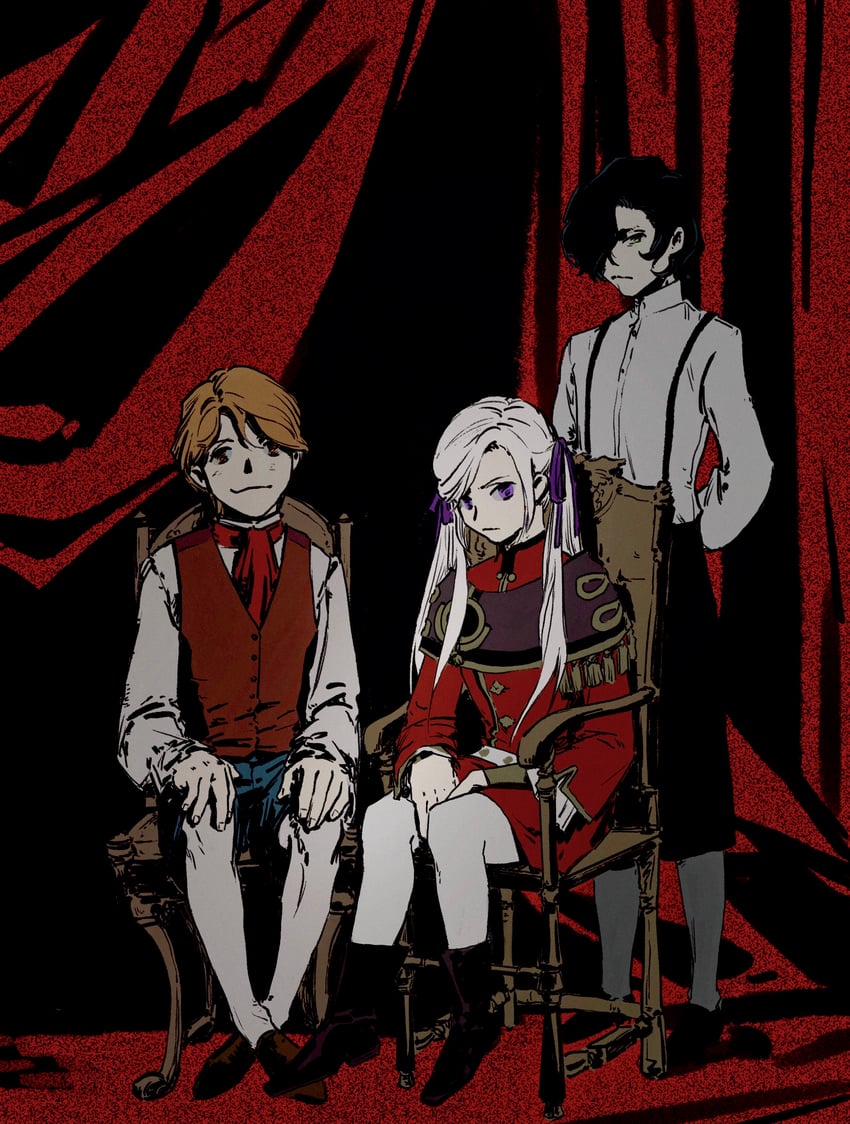 edelgard von hresvelg, hubert von vestra, and ferdinand von aegir (fire emblem and 1 more) drawn by chaaa_(chabing_05410)