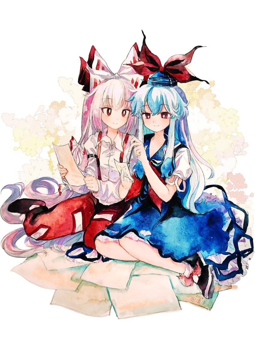 fujiwara no mokou and kamishirasawa keine (touhou) drawn by youshouhaoxianzhe