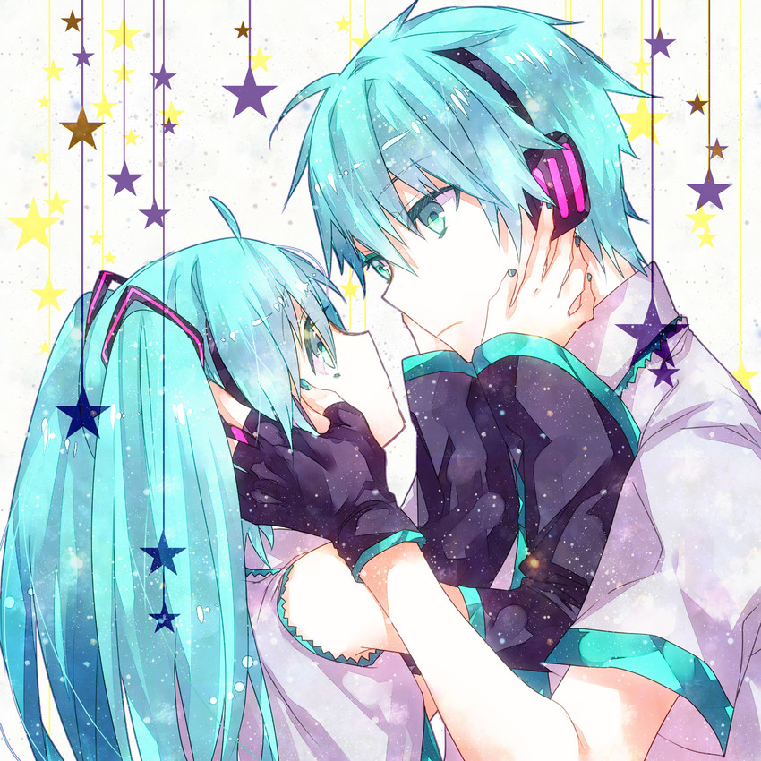 hatsune miku and hatsune mikuo (vocaloid) drawn by mochi_(kokologic)