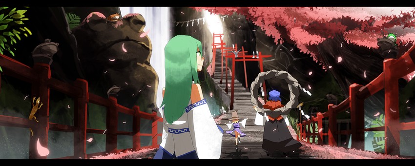 kochiya sanae, moriya suwako, and yasaka kanako (touhou) drawn by lemonice