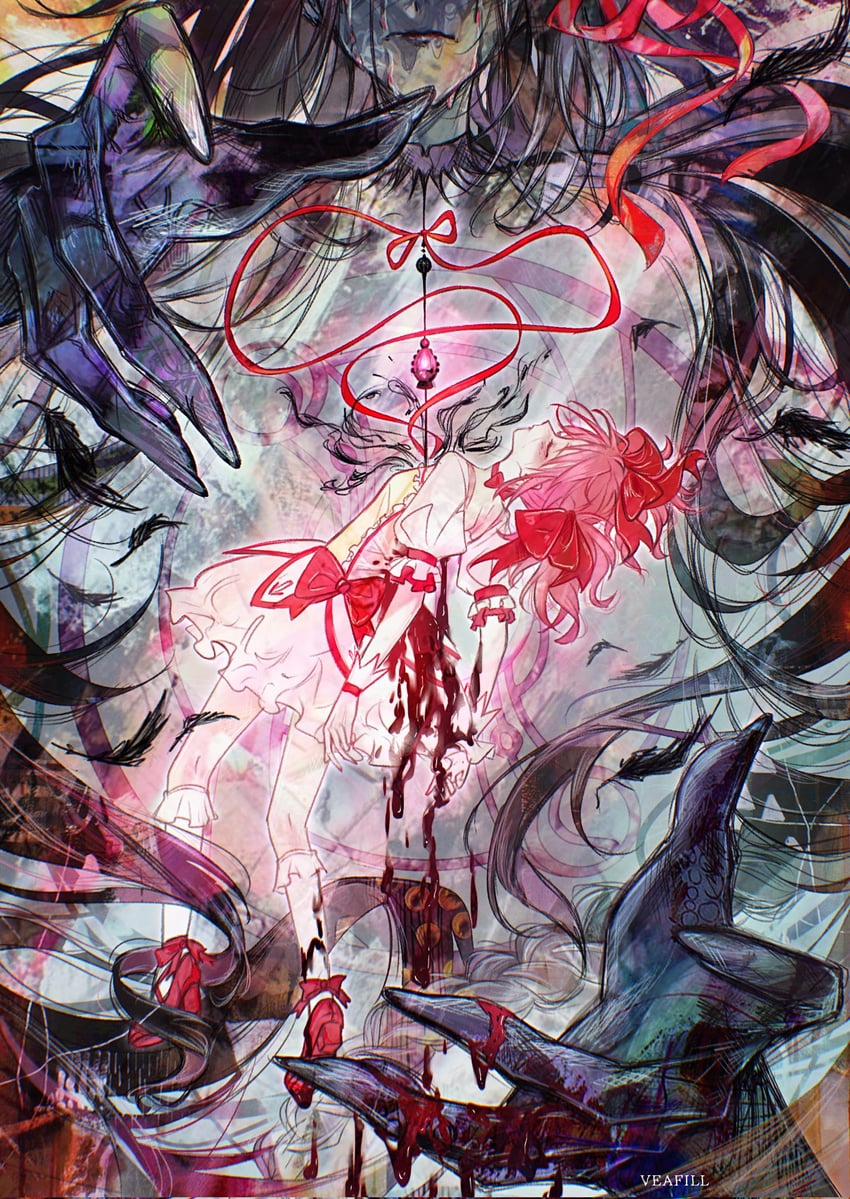 akemi homura, kaname madoka, and akuma homura (mahou shoujo madoka magica and 1 more) drawn by vegafills