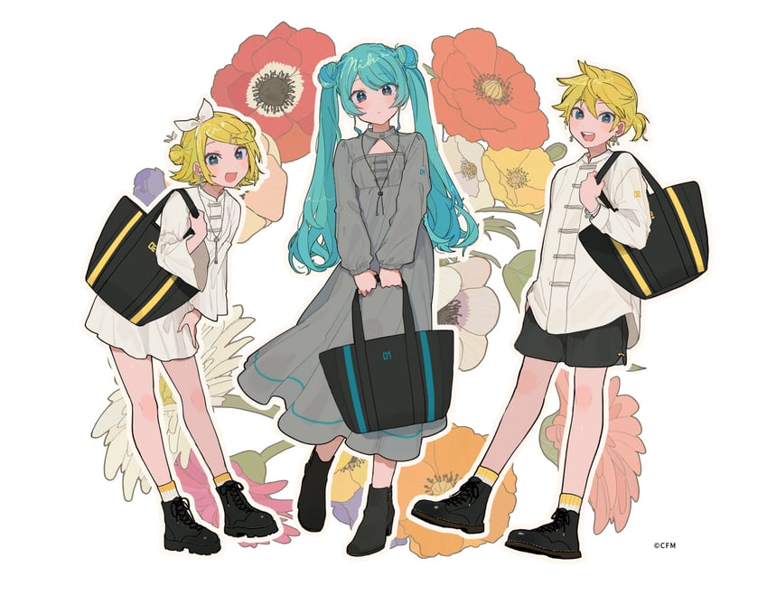 hatsune miku, kagamine rin, and kagamine len (vocaloid and 1 more) drawn by hassan_(sink916)