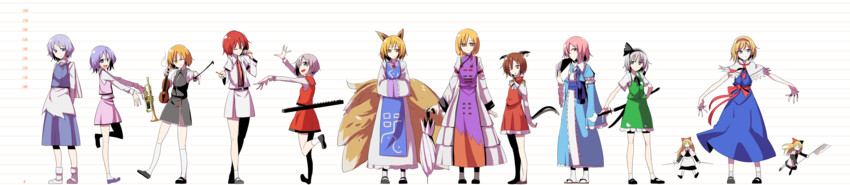 konpaku youmu, alice margatroid, yakumo yukari, saigyouji yuyuko, yakumo ran, and 7 more (touhou and 1 more) drawn by daitoutei
