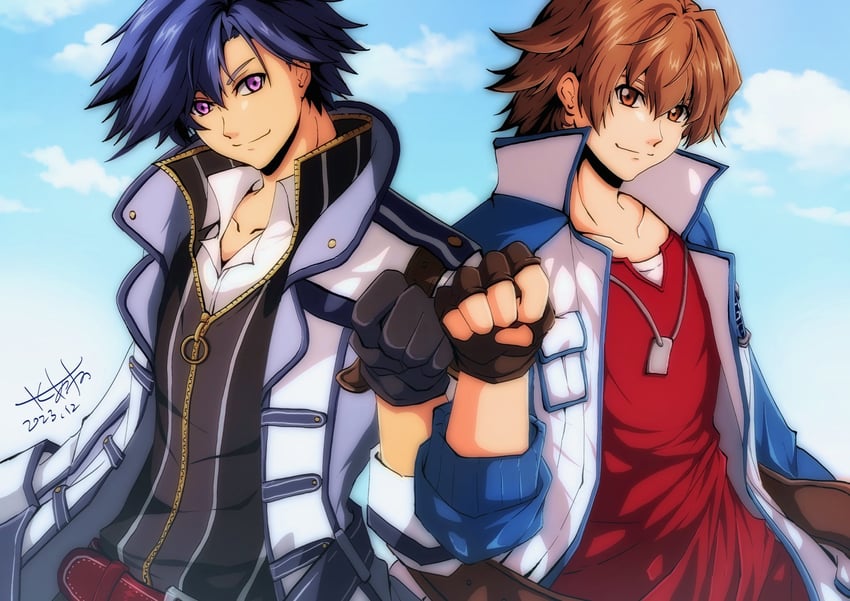 rean schwarzer and lloyd bannings (eiyuu densetsu and 3 more) drawn by akane_kazami