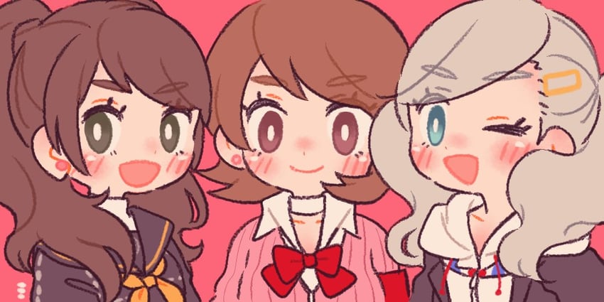 kujikawa rise, takamaki anne, and takeba yukari (persona and 3 more) drawn by michiru_(mnmn_cheese)