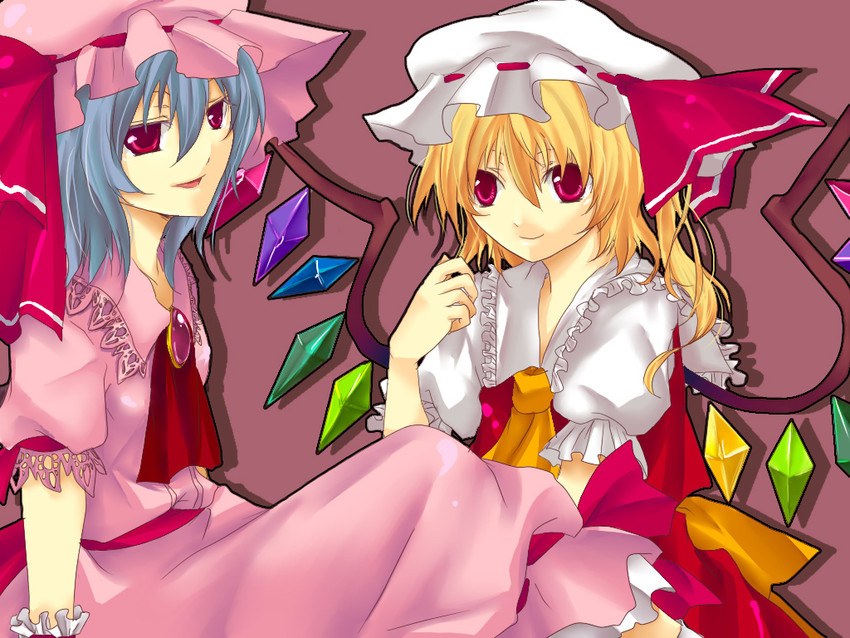 remilia scarlet and flandre scarlet (touhou) drawn by muroto_(souhi_shin)