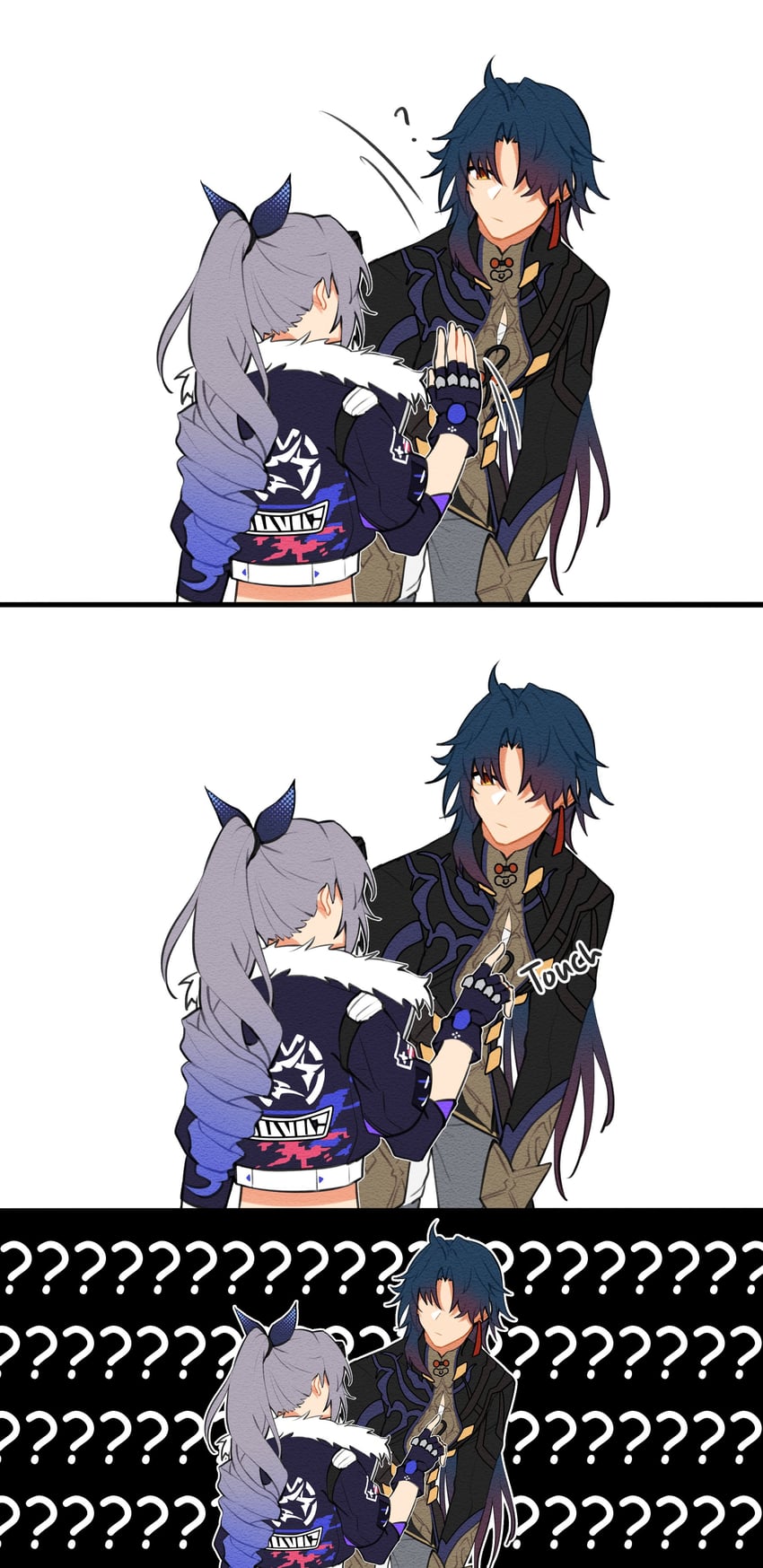 silver wolf and blade (honkai and 1 more) drawn by natsuki_(2917)