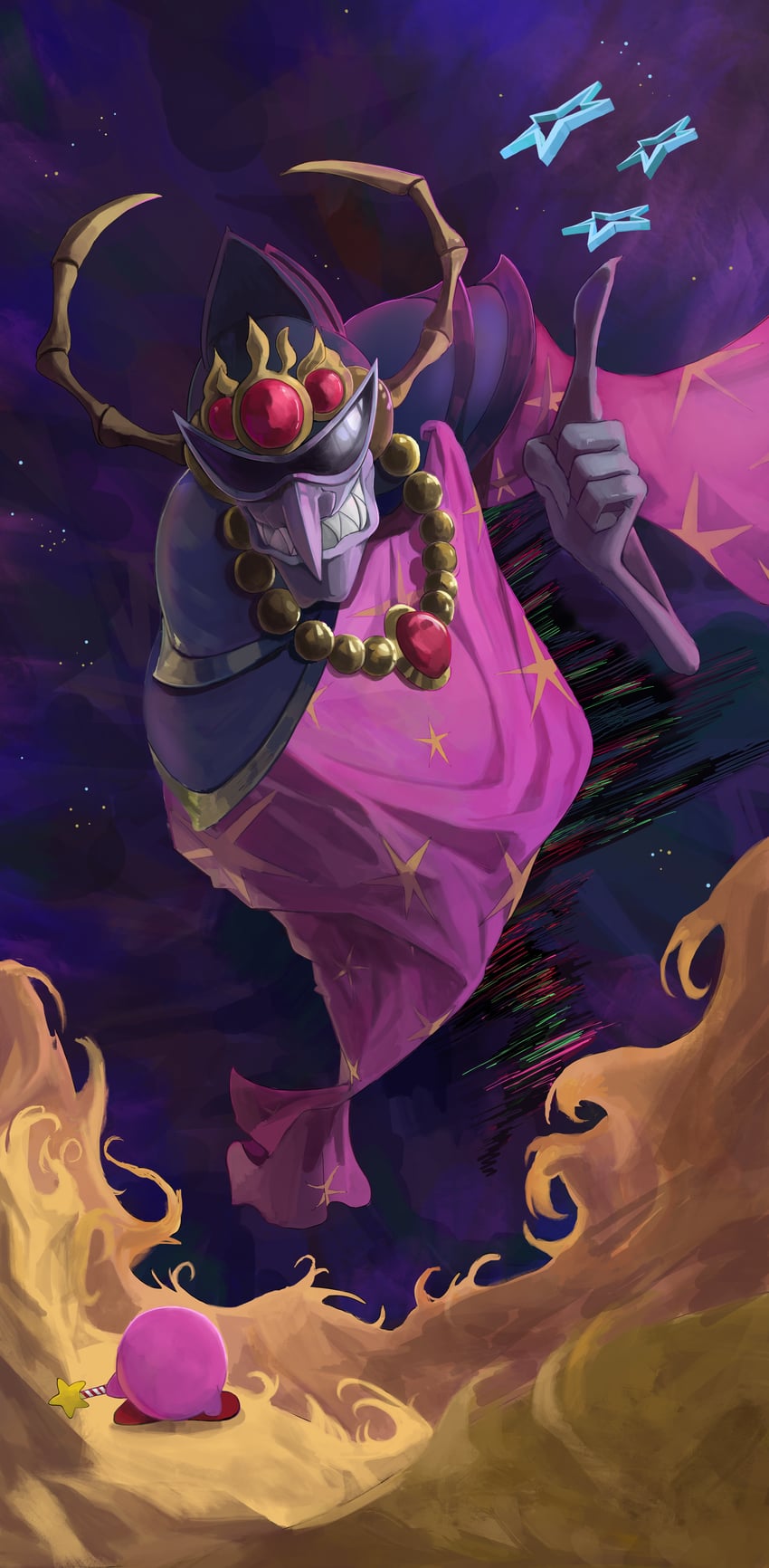 kirby and nightmare (kirby and 1 more) drawn by level2_sisters