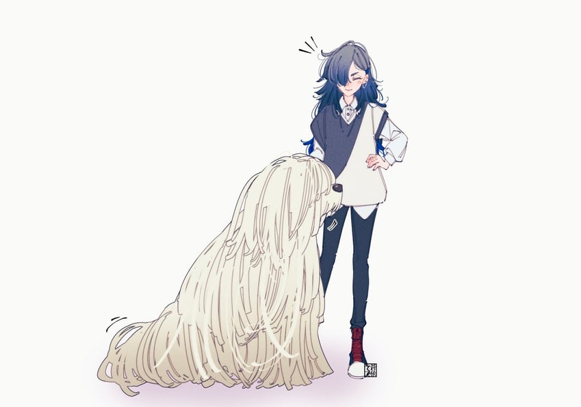 komondor dog owner (precure and 1 more) drawn by aoi_tete