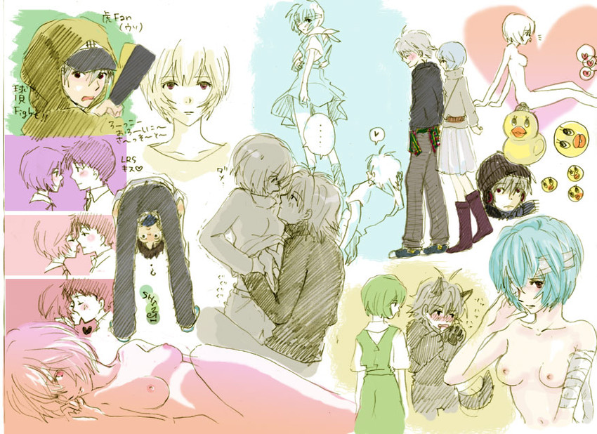 ayanami rei, ikari shinji, and nagisa kaworu (neon genesis evangelion) drawn by lrk