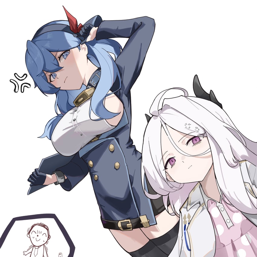 sensei, doodle sensei, hina, ako, and crewmate (blue archive and 1 more) drawn by tianyu2944