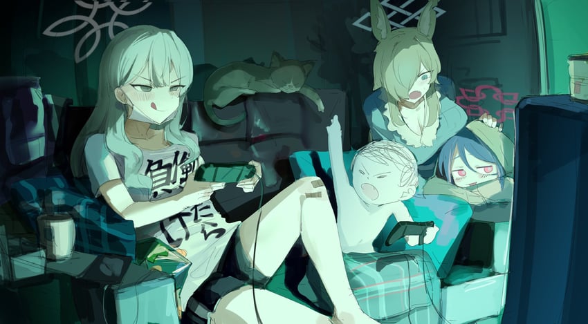 sensei, doodle sensei, kanna, fubuki, and konoka (blue archive) drawn by gurenola