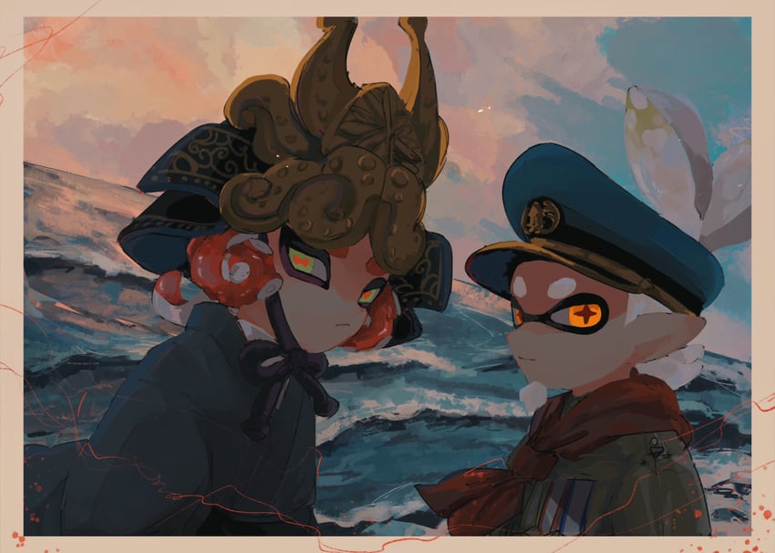 cap'n cuttlefish and dj octavio (splatoon) drawn by zicbx