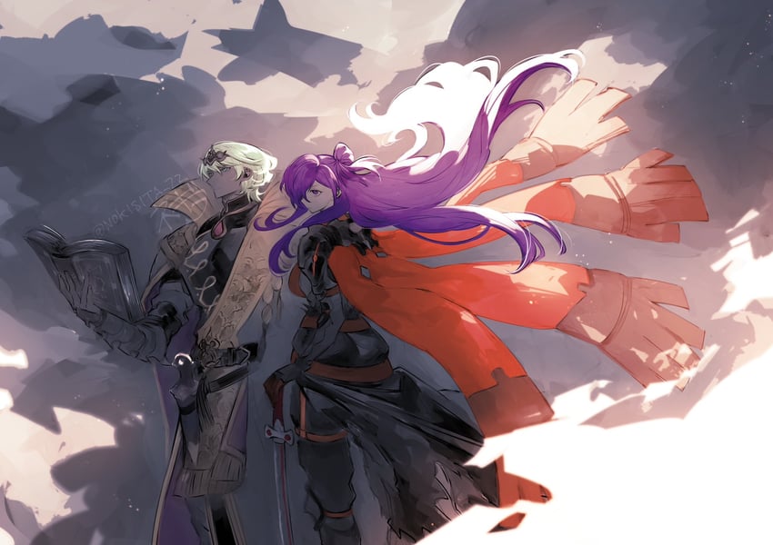 male byleth and female shez (fire emblem and 3 more) drawn by negiwo