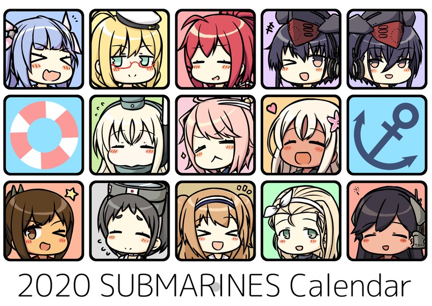 ro-500, i-19, i-58, i-401, u-511, and 8 more (kantai collection) drawn by engiyoshi