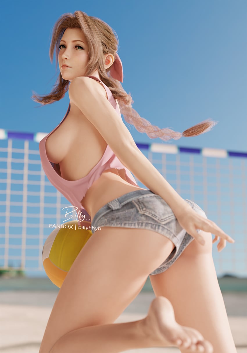 aerith gainsborough (final fantasy and 2 more) drawn by billyhhyb