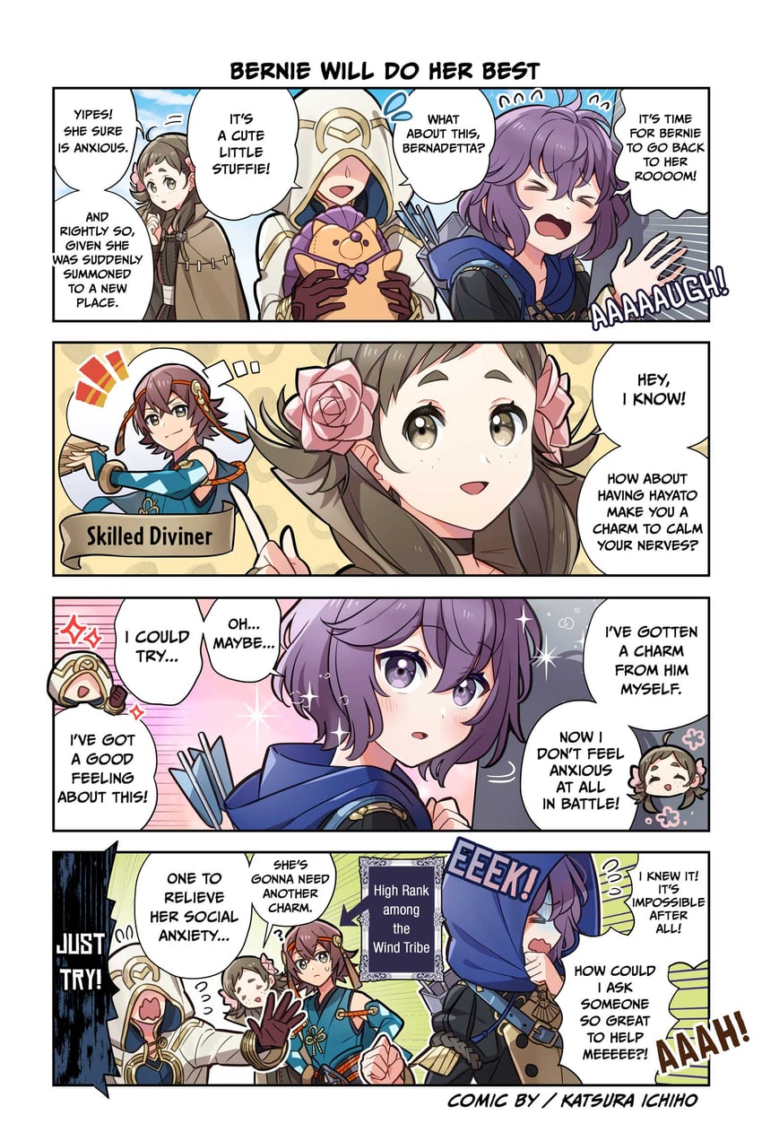 bernadetta von varley, kiran, mozu, and hayato (fire emblem and 3 more)