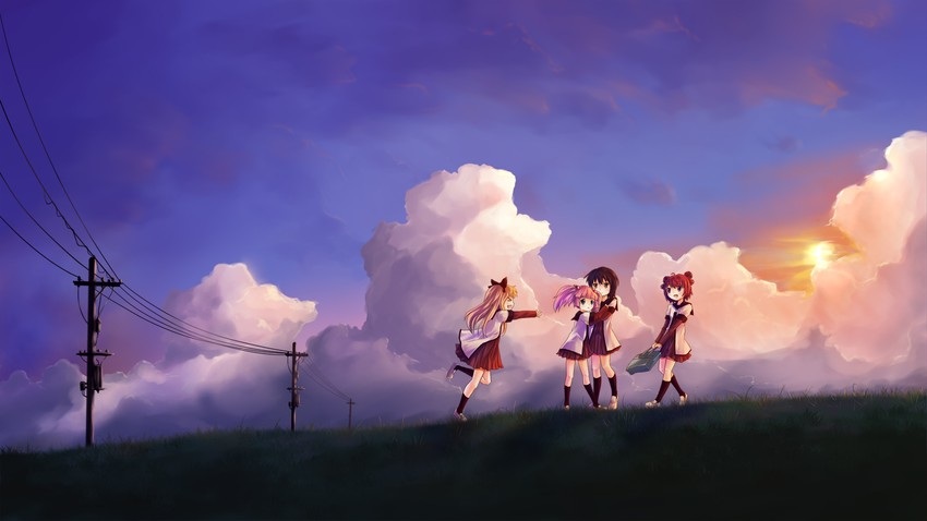 toshinou kyouko, akaza akari, funami yui, and yoshikawa chinatsu (yuruyuri) drawn by dzc23