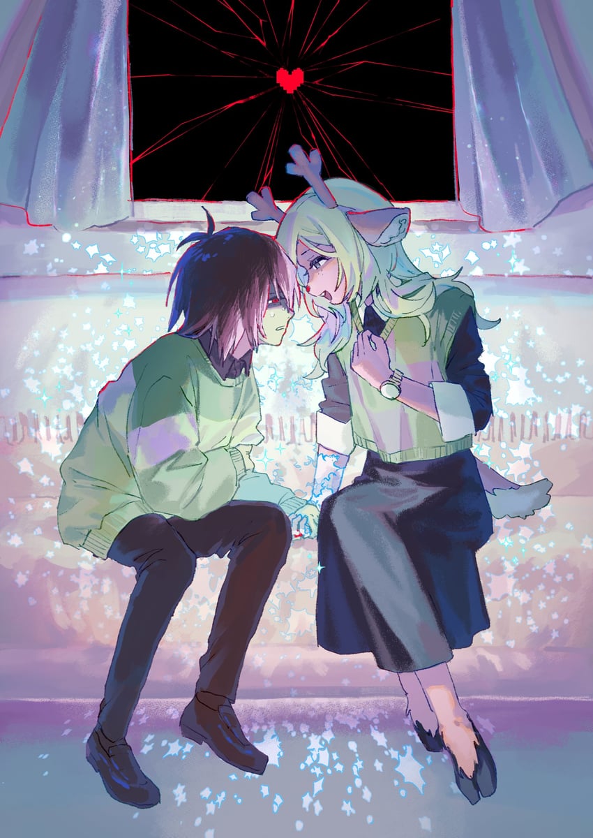 kris, noelle holiday, and soul (deltarune) drawn by beryllium_game
