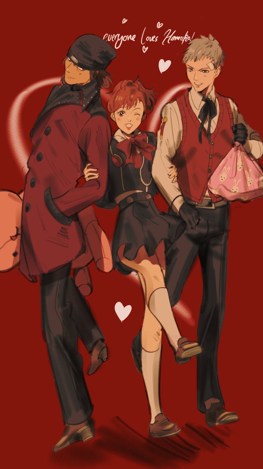 shiomi kotone, sanada akihiko, and aragaki shinjirou (persona and 2 more) drawn by shy_(ribboneels)
