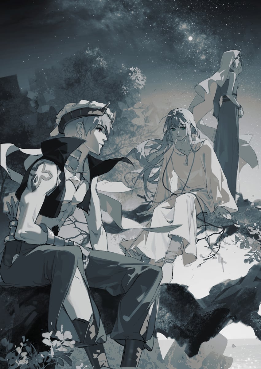 enkidu, gilgamesh, and siduri (fate and 1 more) drawn by genren_jiu_qu