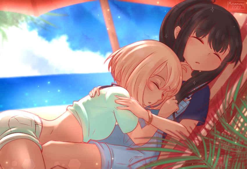 nishikigi chisato and inoue takina (lycoris recoil) drawn by minzzway