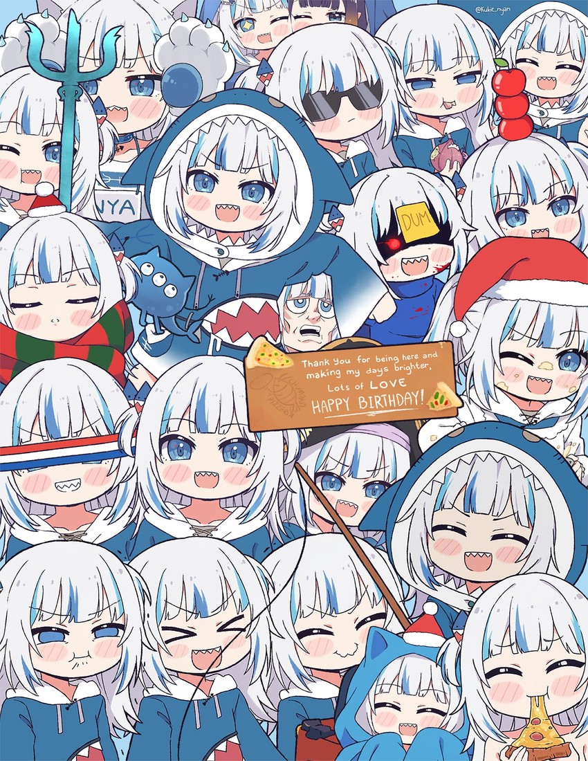 gawr gura, ninomae ina'nis, minato aqua, and muto sugoroku (hololive and 3 more) drawn by kukie-nyan