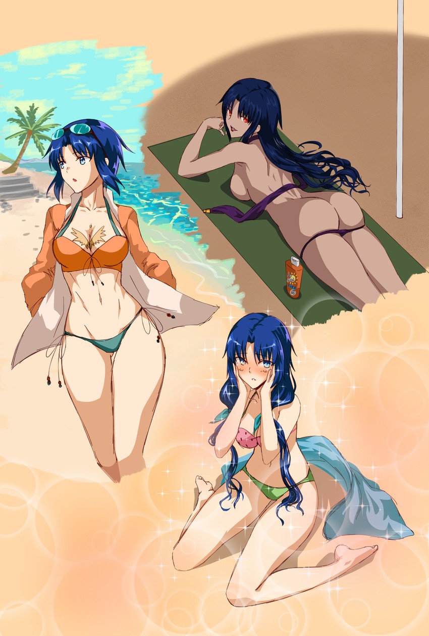 ciel, powered ciel, roa-ciel, and elesia (tsukihime) drawn by axia-chan