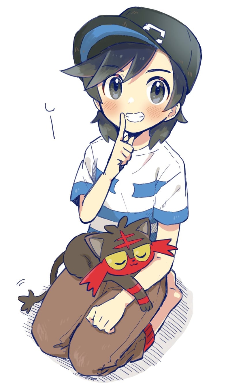 elio and litten (pokemon and 2 more) drawn by mikanbako_(aitatadon3 ...