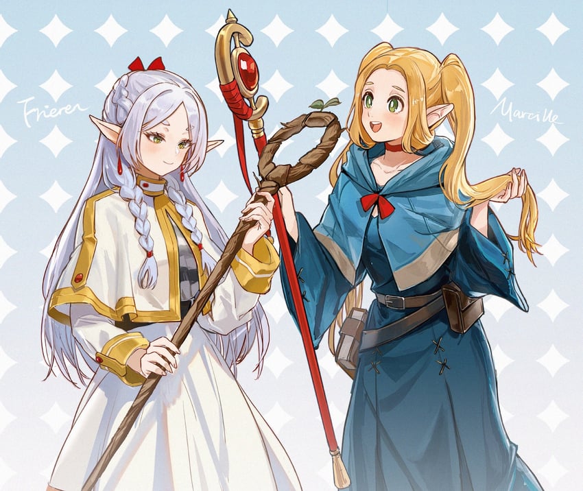 frieren and marcille donato (sousou no frieren and 1 more) drawn by achyue