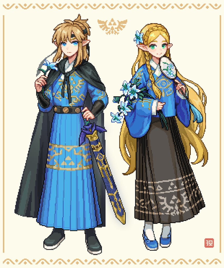 link and princess zelda (the legend of zelda and 1 more) drawn by yuli_yuri