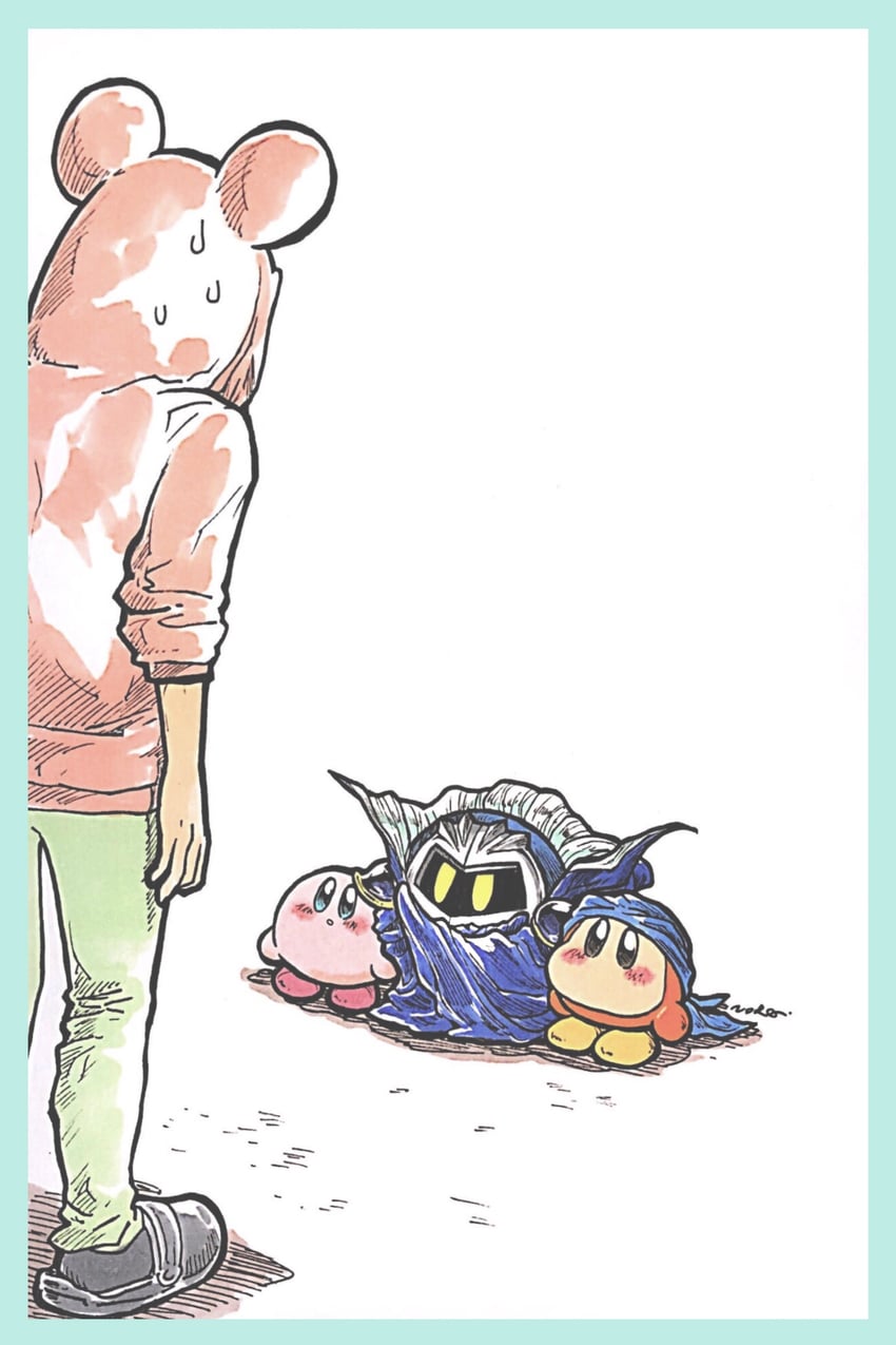 kirby, meta knight, and bandana waddle dee (kirby) drawn by norajiyuuchou