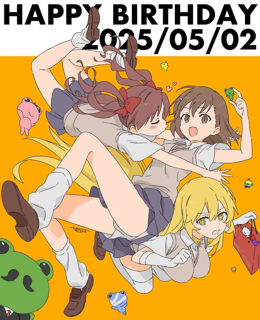 misaka mikoto, shirai kuroko, and shokuhou misaki (toaru majutsu no index and 1 more) drawn by teruya_(6w6y)
