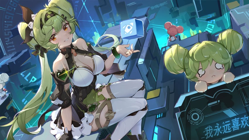 ai-chan and ai hyperion lambda (honkai and 1 more) drawn by asc11