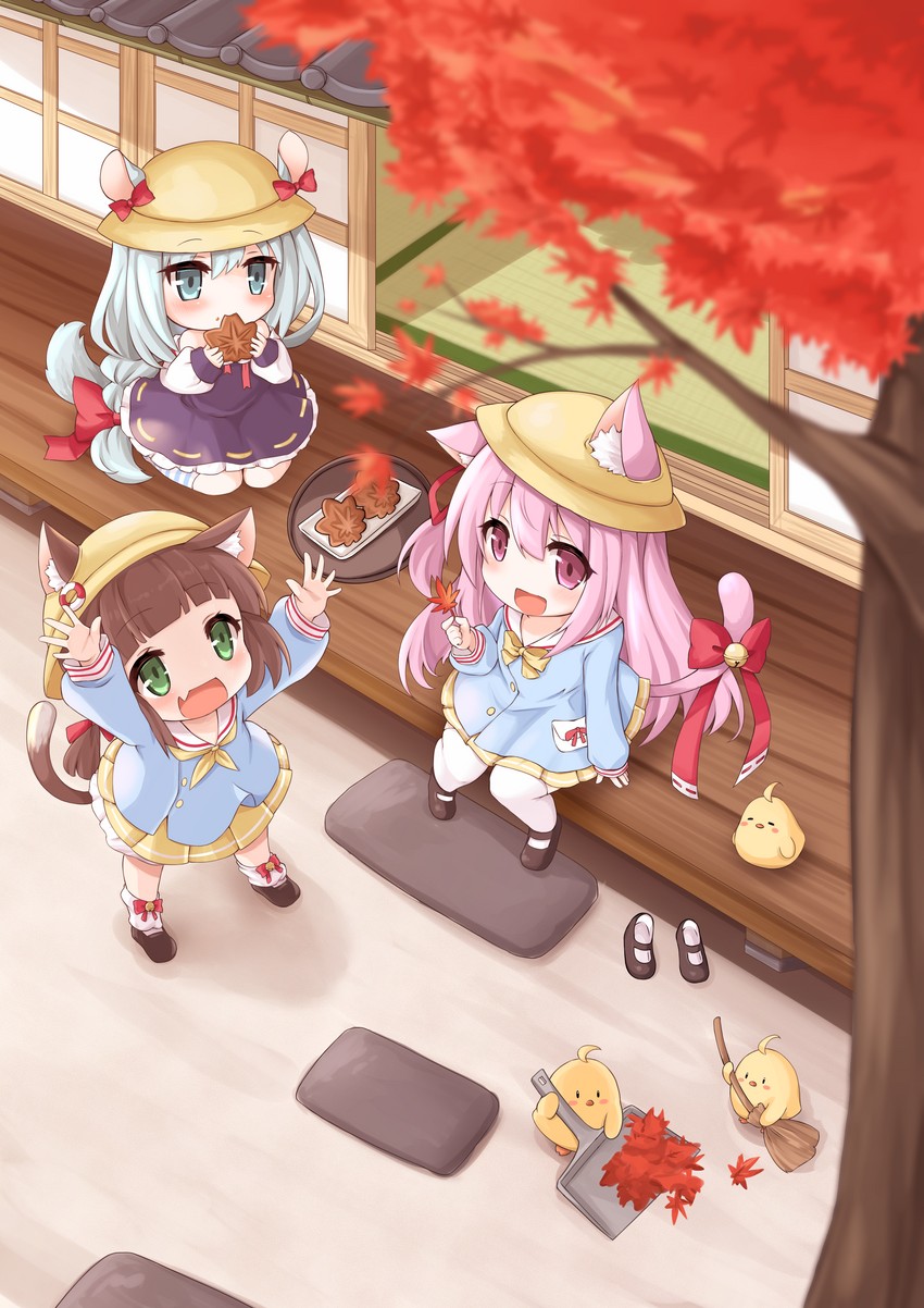 manjuu, kisaragi, mutsuki, and mikazuki (azur lane) drawn by kinomiki_nobori