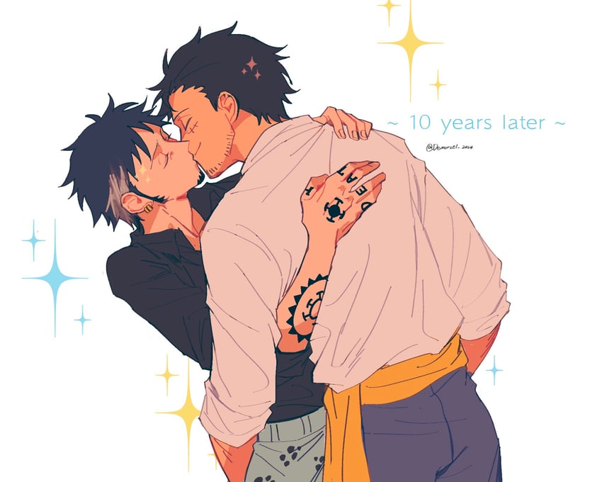 monkey d. luffy and trafalgar law (one piece) drawn by demorzel