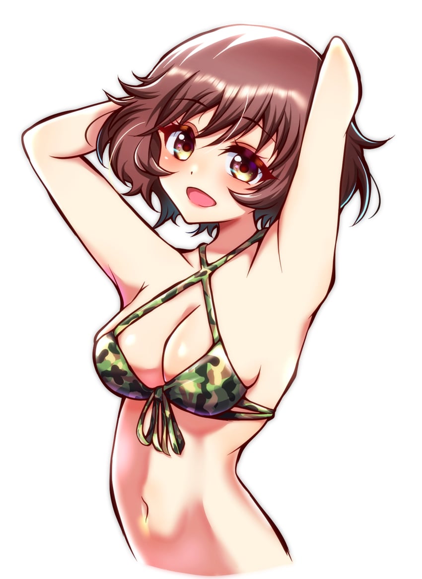 akiyama yukari (girls und panzer) drawn by cat_earthen_pot