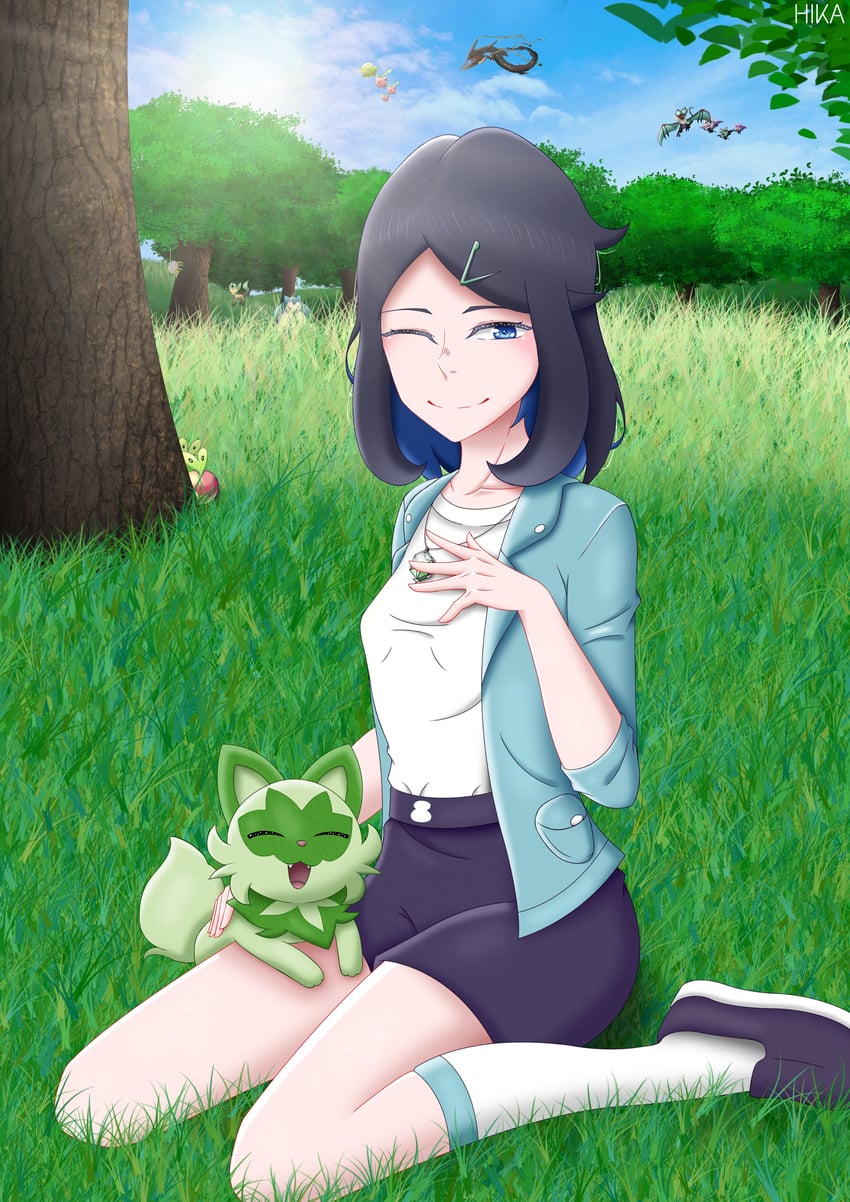 sprigatito, leafeon, liko, snorlax, rayquaza, and 5 more (pokemon and 1 more) drawn by .h1k4.draw.
