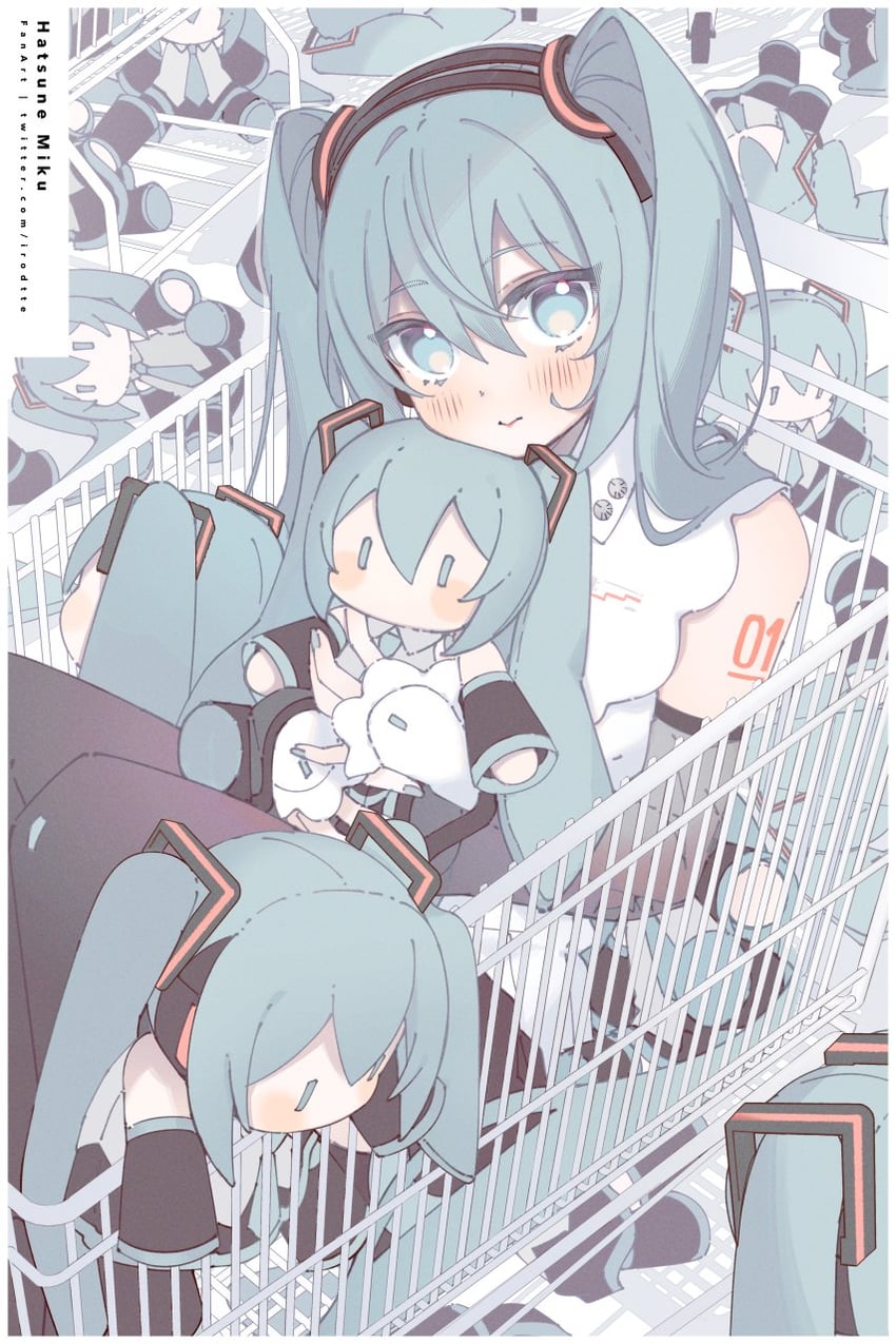 hatsune miku and hatsune miku (vocaloid and 1 more) drawn by irodt