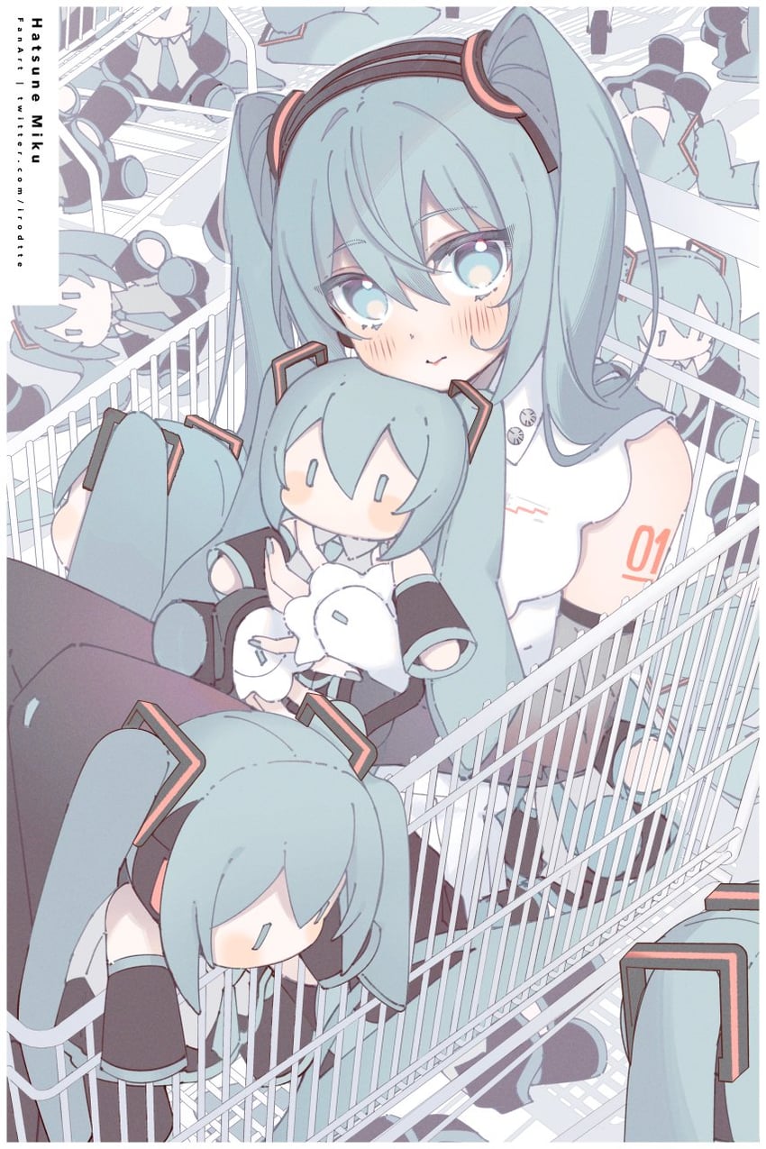 hatsune miku (vocaloid and 1 more) drawn by irodt